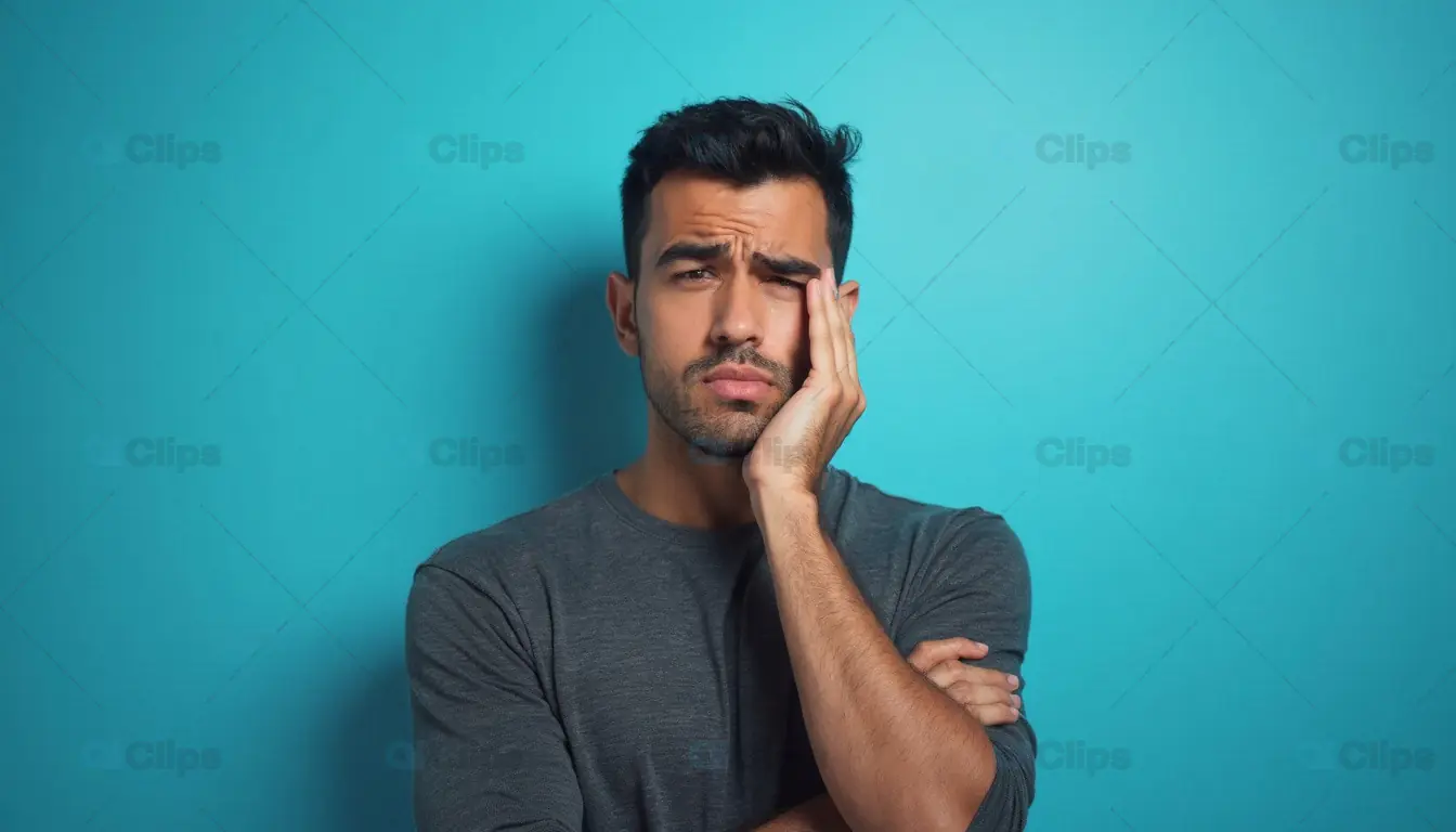 Frustrated Man Leaning on Hand