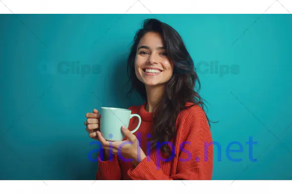 Smiling Woman Holding Coffee Mug