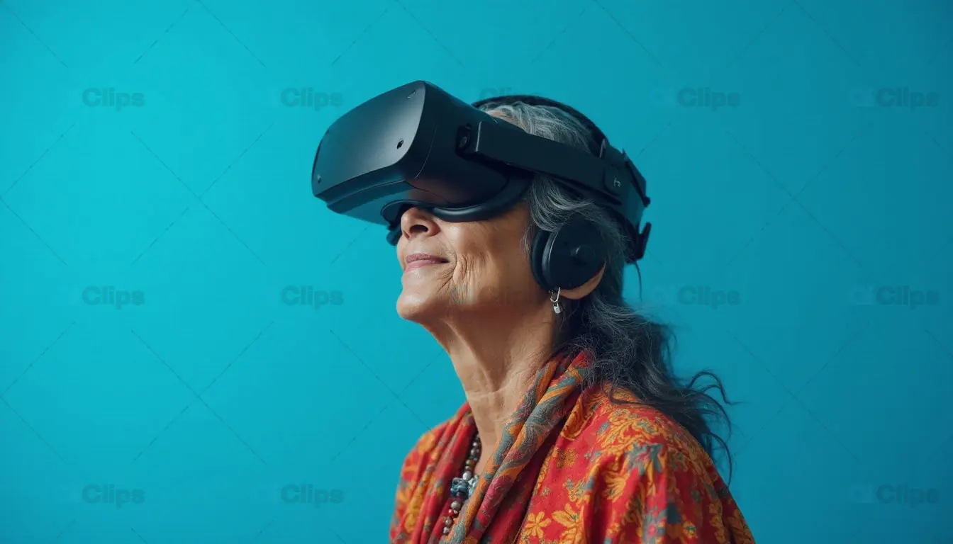 Senior Woman Experiencing Virtual Reality
