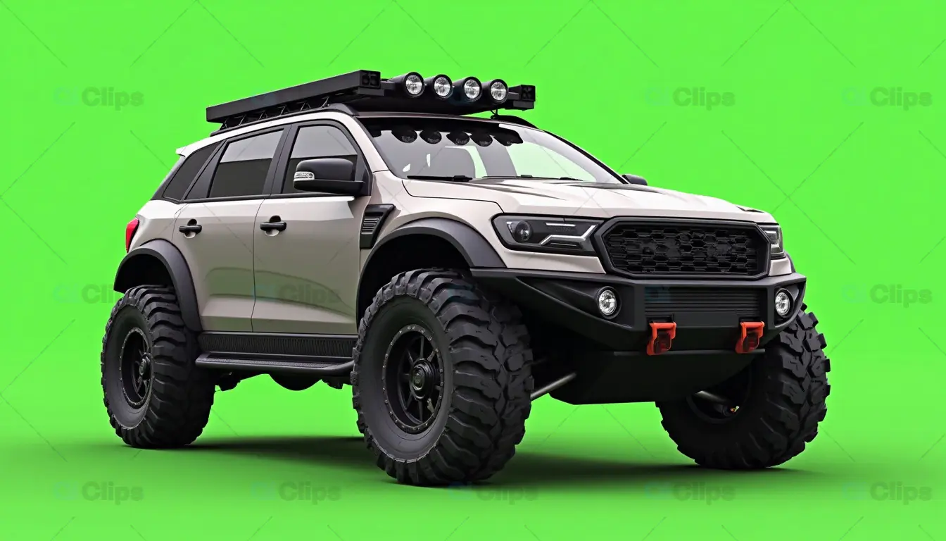 Off-Road SUV with Green Screen Background
