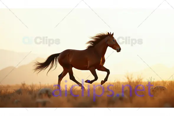 Wild Horse Running in Desert
