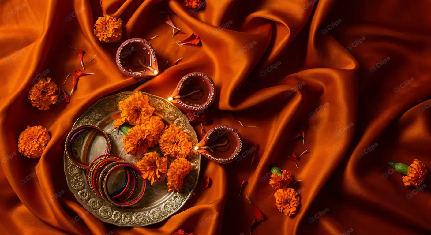 Vibrant Diwali Celebration Flatlay