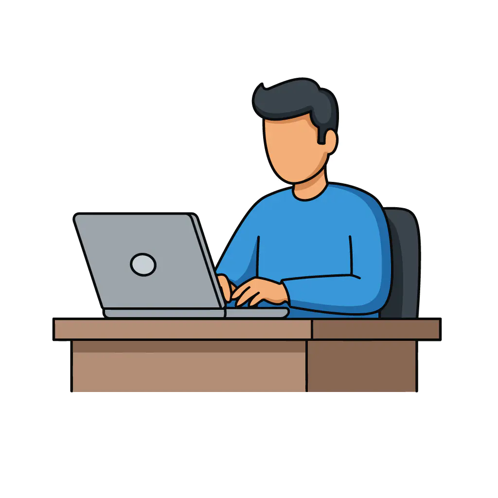 Office Worker at Laptop Vector