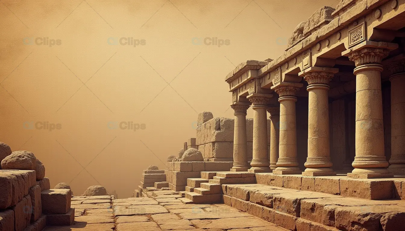 Ancient Stone Temple in Desert