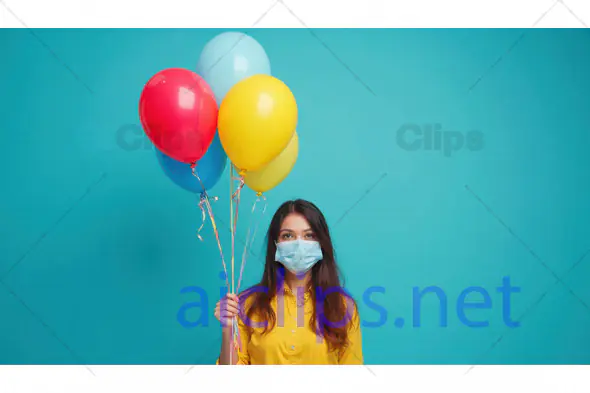 Masked Woman with Balloons