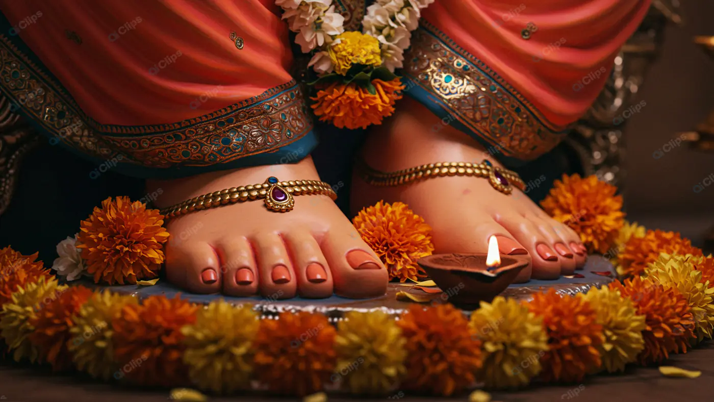 Ganesha's Adorned Feet in Worship