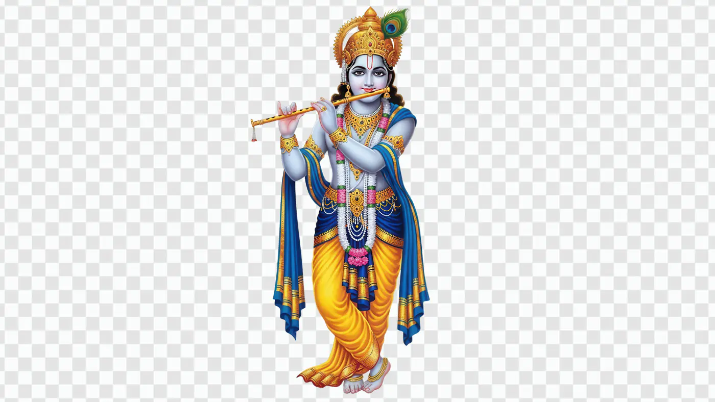 Radiant Lord Krishna Playing Flute PNG Clipart