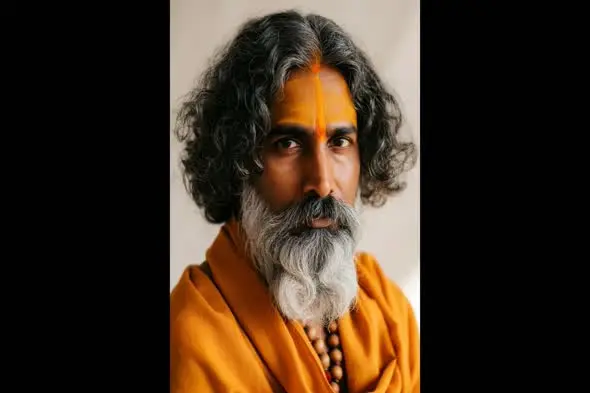 Indian sadhu with painted forehead