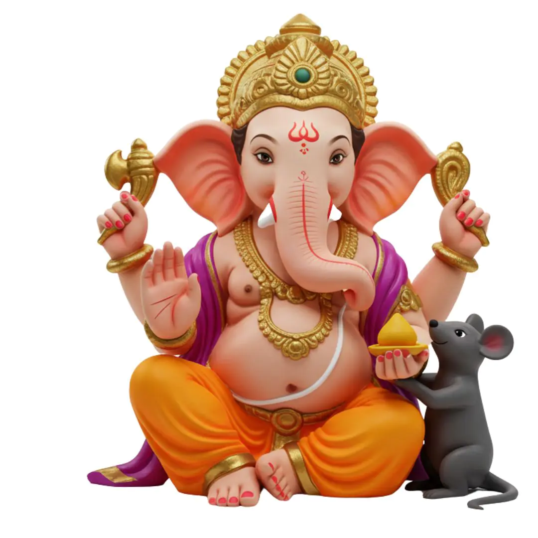 Colorful Ganesha with Mouse Companion PNG Clipart