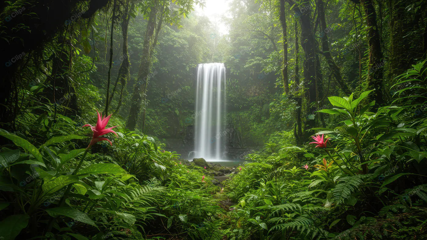 Secluded Rainforest Waterfall
