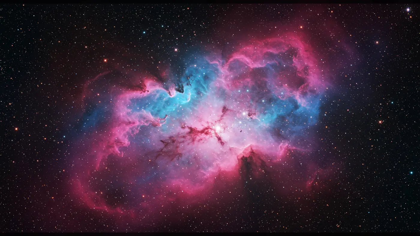 Colorful Nebula Galaxy – Deep Space Explosion of Pink and Blue Gas