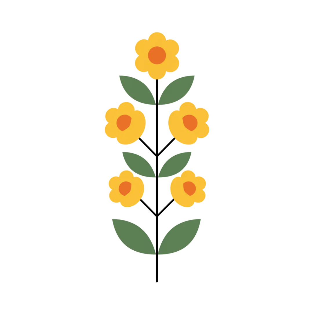 Symmetrical Floral Stem Vector