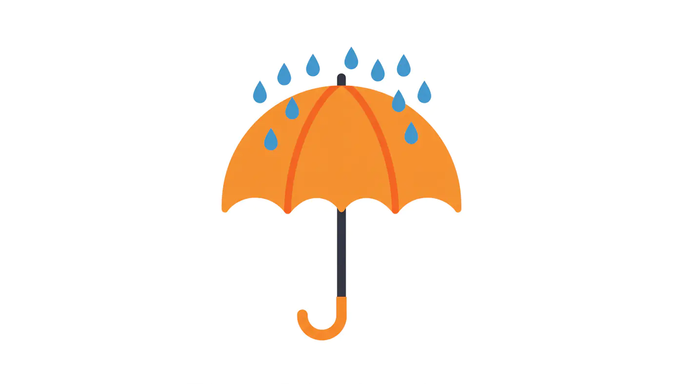 Orange Umbrella with Raindrops Icon