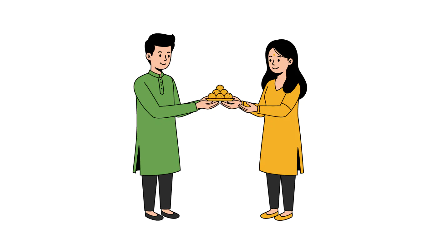 Indian Couple Sharing Sweets Vector