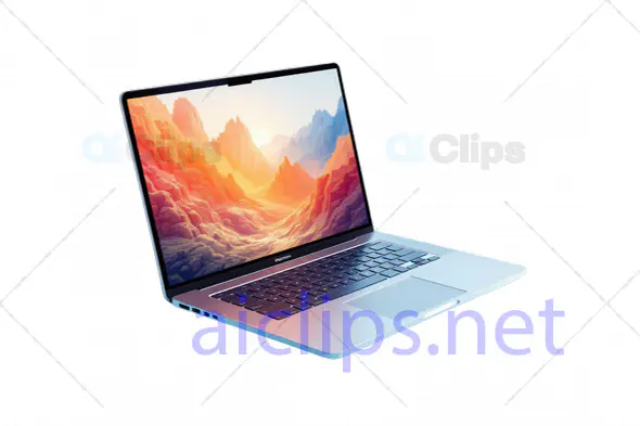 3D Model of a Modern Laptop with Scenic Display