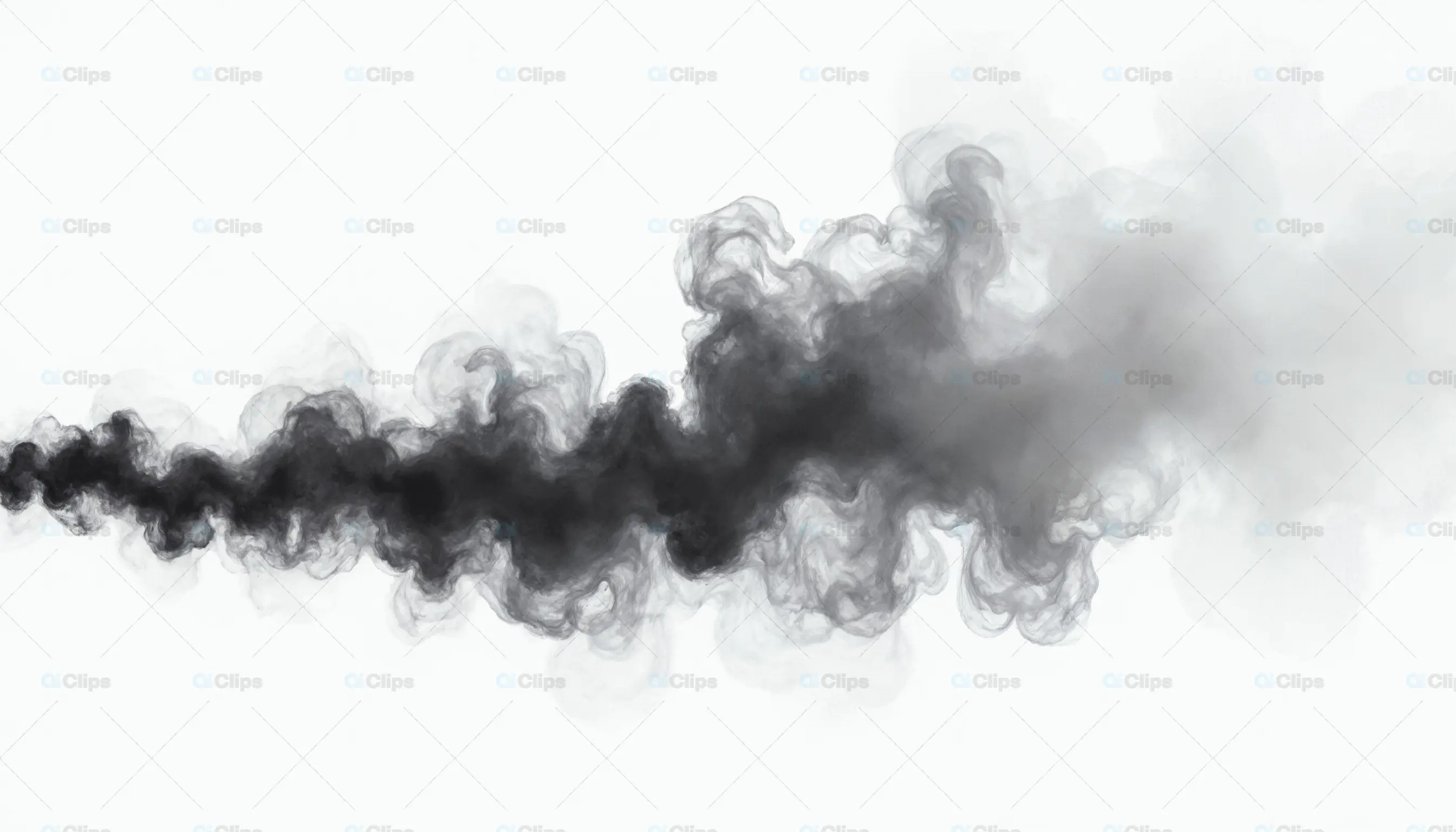Black Smoke Cloud on White Background