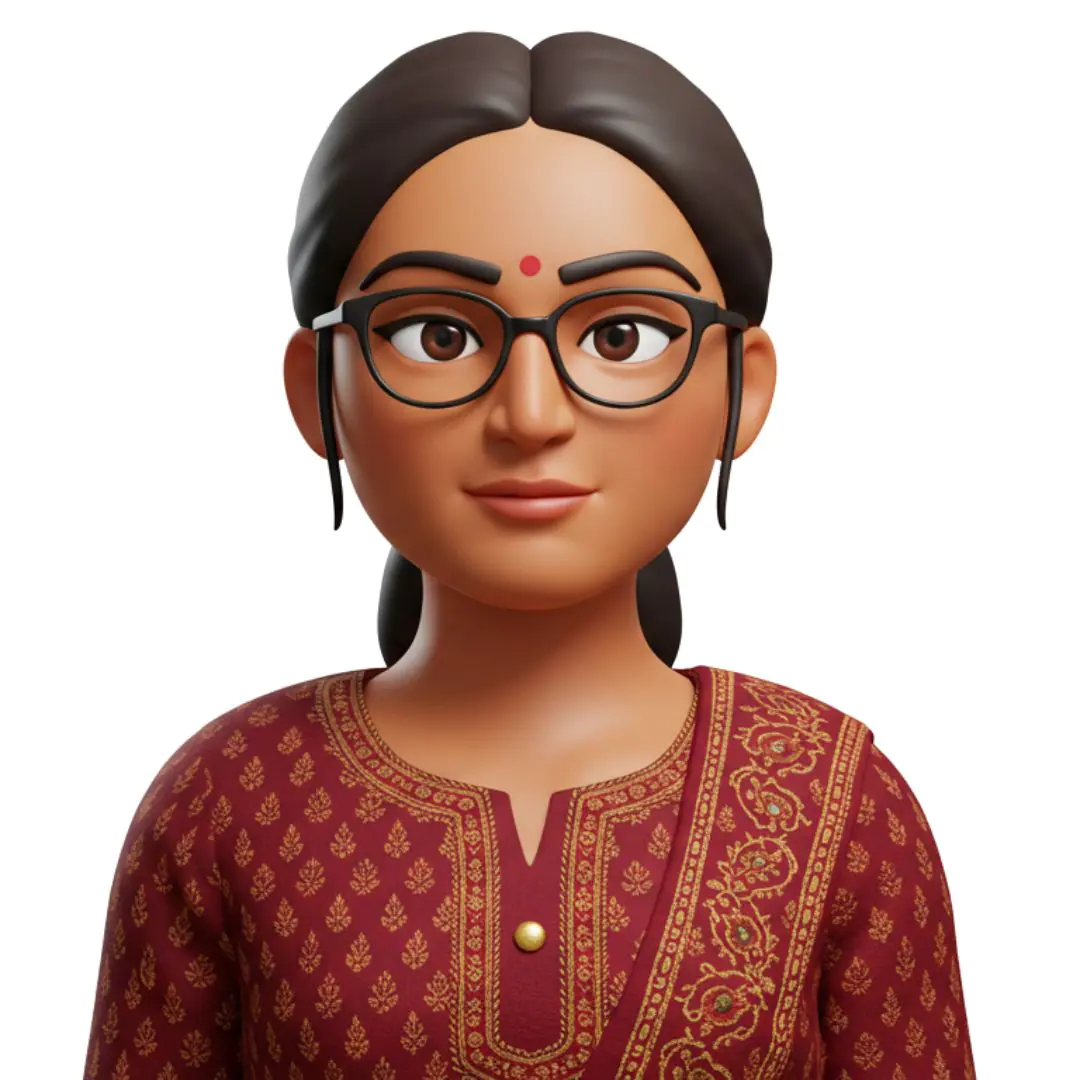 3D Indian Woman Avatar in Traditional Attire PNG Clipart