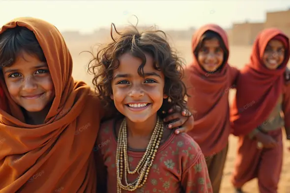 Joyful Children in Traditional Attire
