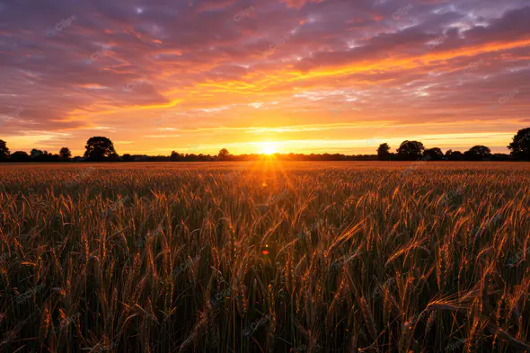 Golden Wheat Field Sunset