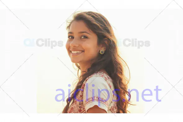 Smiling Young Woman with Long Hair