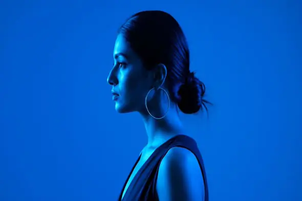 Neon Blue Profile Silhouette