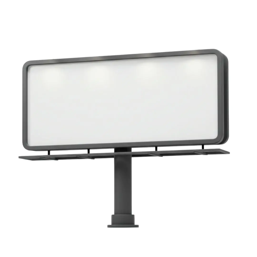 Rectangular billboard with metal stand 3D illustration