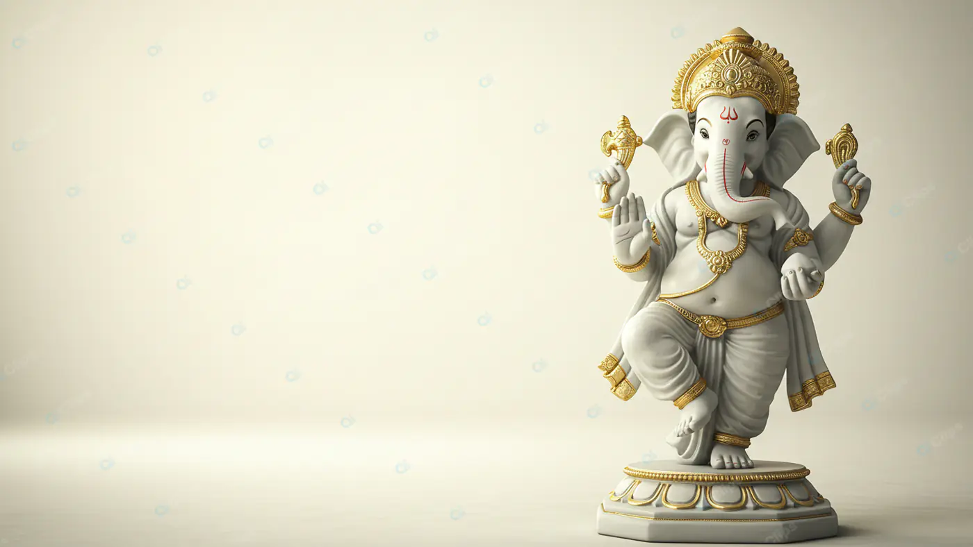 Ganesha Statue on Beige Background