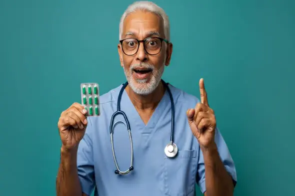 Expressive Doctor Demonstrating Medication