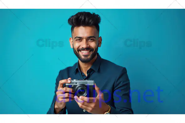 Smiling Photographer with Camera