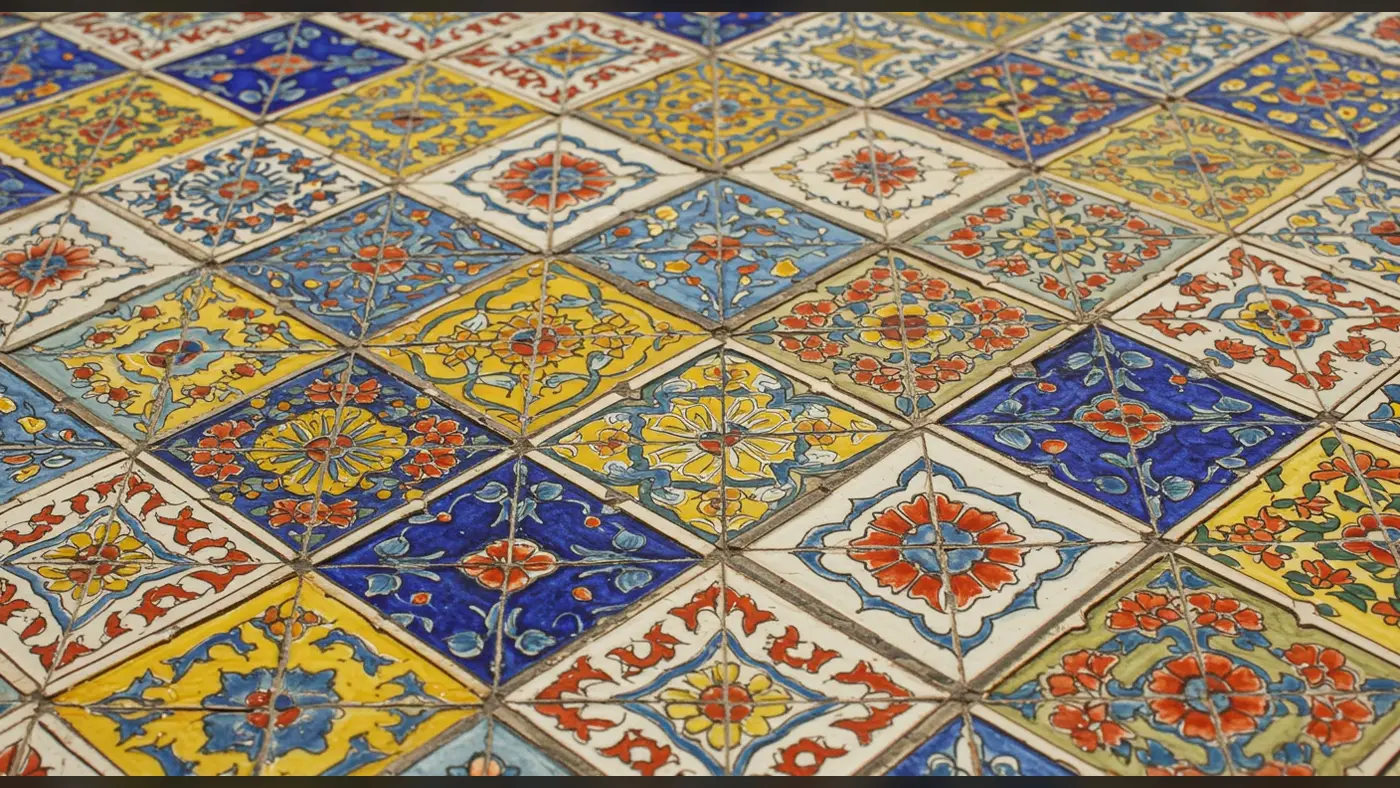 Colorful Geometric Mosaic Tiles | Traditional Hand-Painted Pattern Design