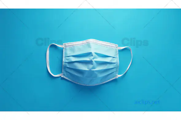 Blue Disposable Face Mask on Blue Background