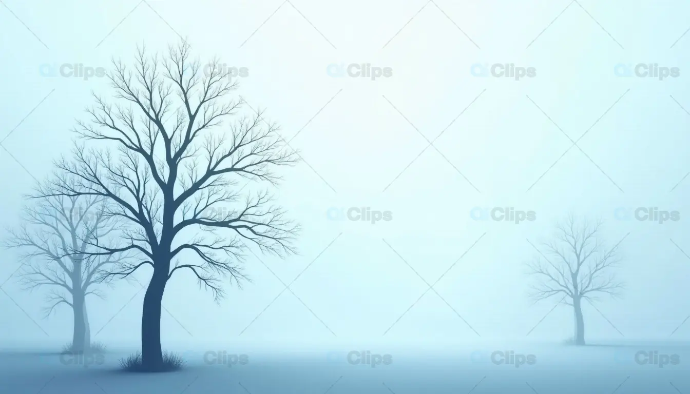 Misty Winter Trees in a Foggy Minimalist Landscape