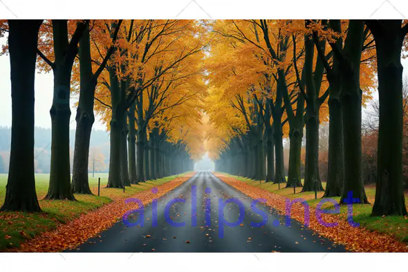 Autumn Tree Tunnel Road