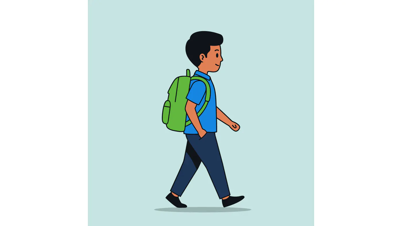 Student with Backpack Vector Illustration