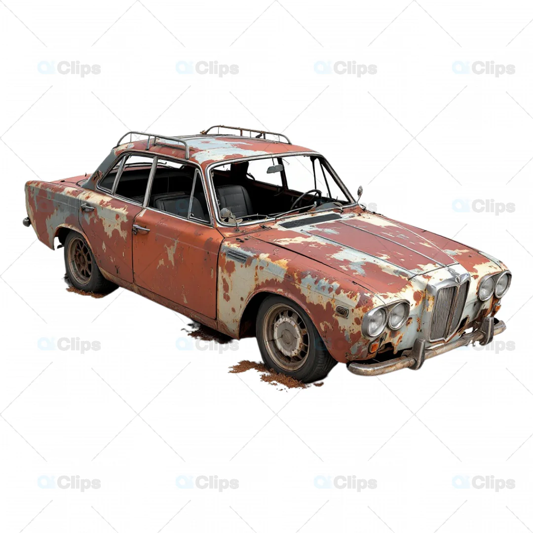 3D Rusted Classic European Car