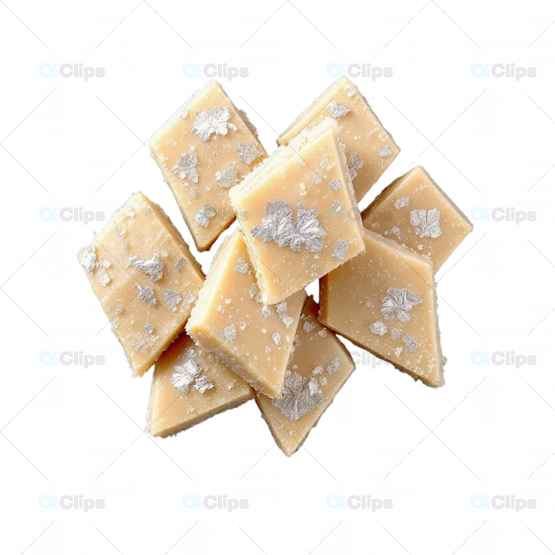 3D Model of Traditional Indian Kaju Katli with Silver Leaf Top View
