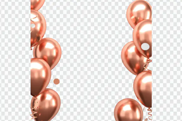 Shimmering Rose Gold Balloon Border Frame PNG