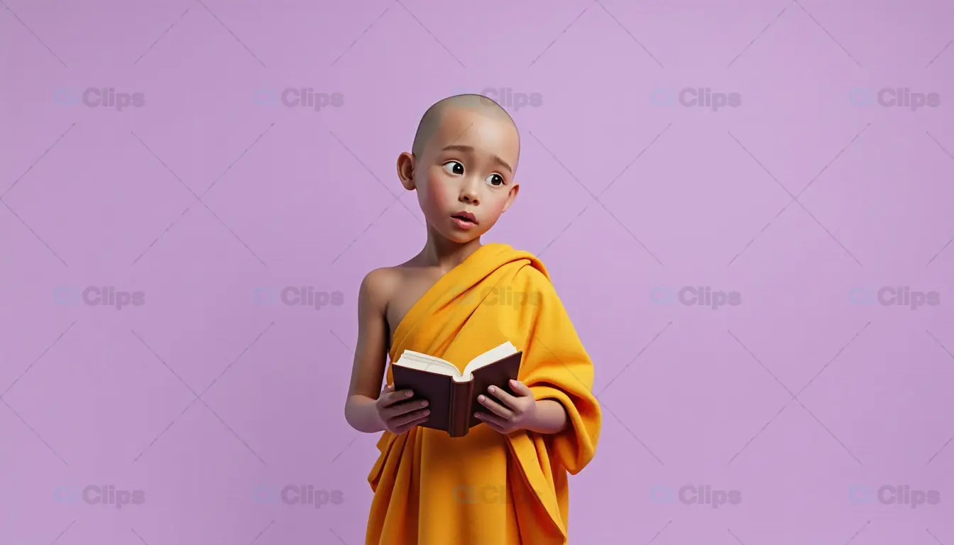 Young Monk Reading Book