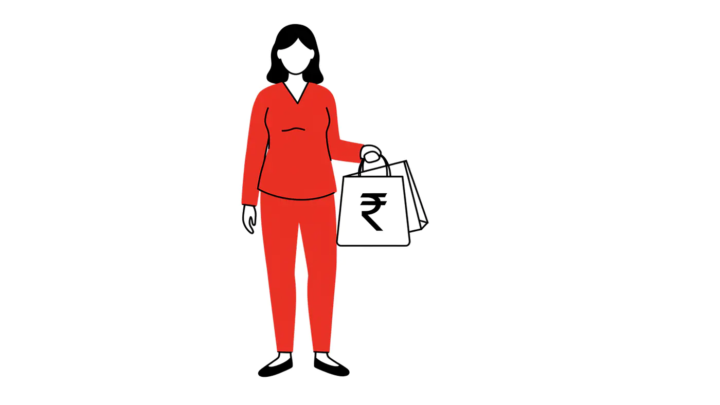 Indian Rupee Shopper Vector