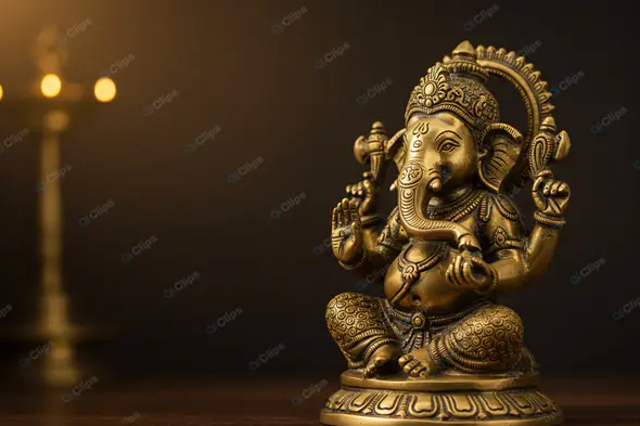 Ganesha Idol in Golden Candlelight