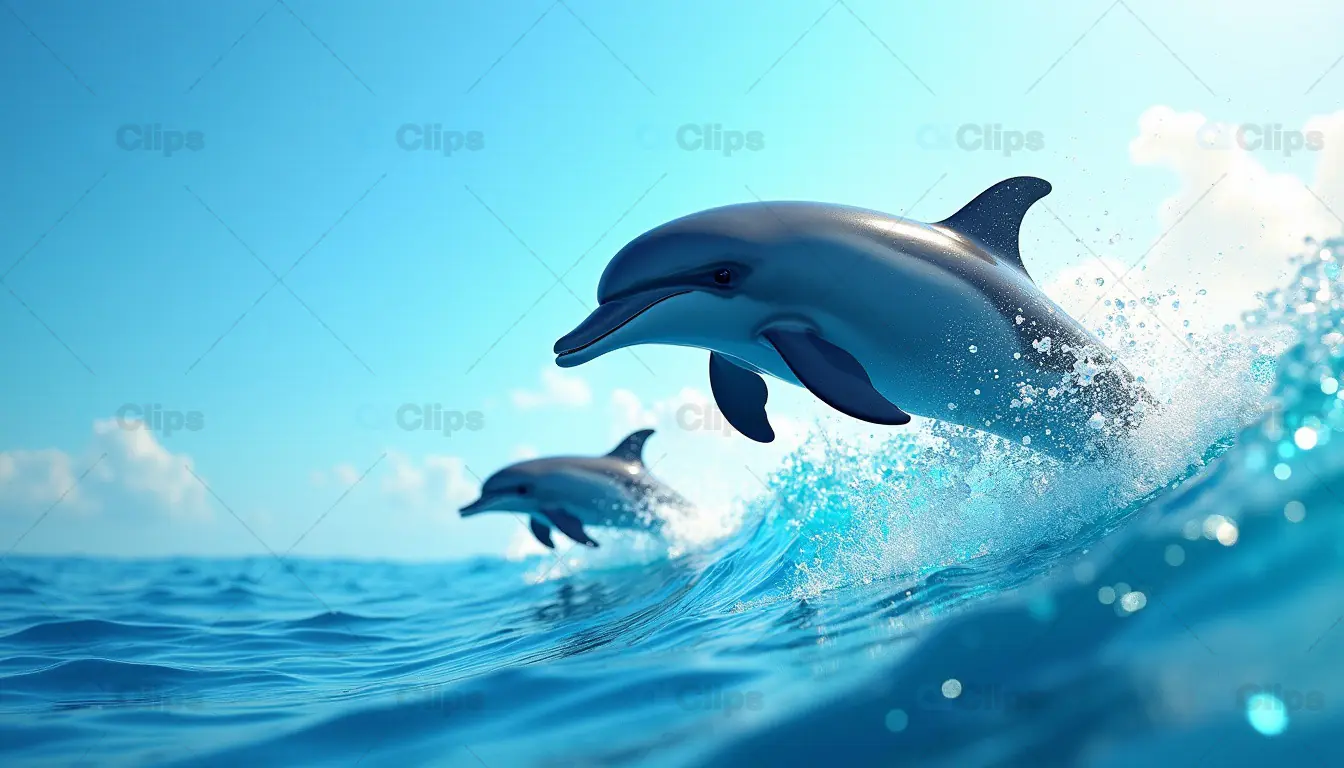 Playful Dolphins Jumping in the Ocean