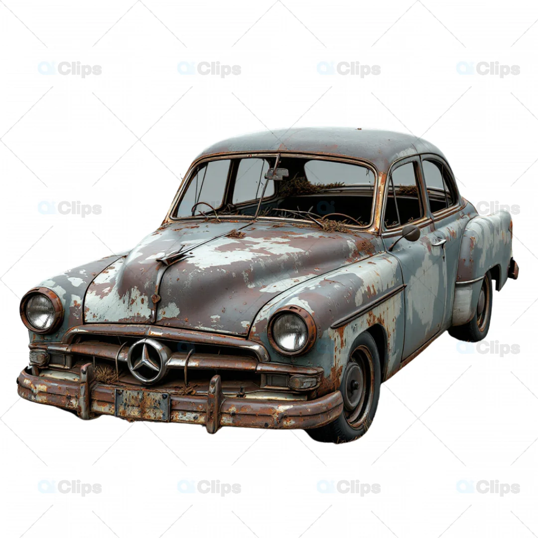 3D Rusted Vintage Sedan Car
