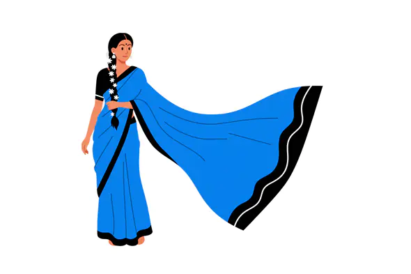 Elegant Blue Sari Vector
