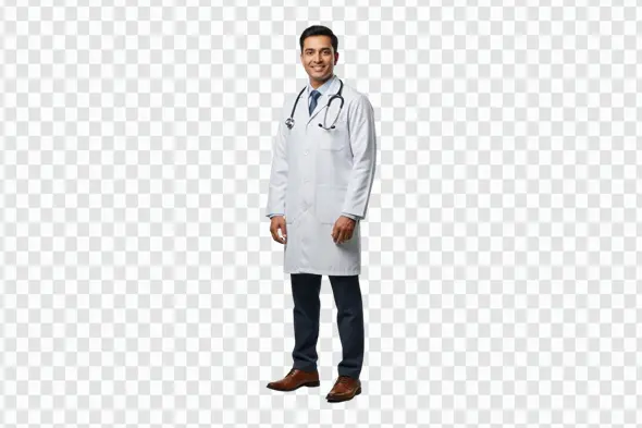 Professional Indian Male Doctor Full Length Pose PNG