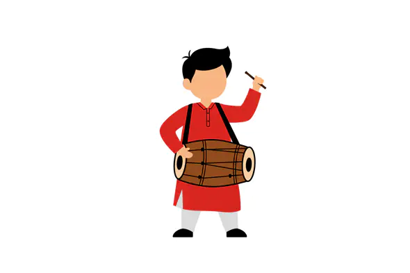 Indian Drummer Vector Illustration