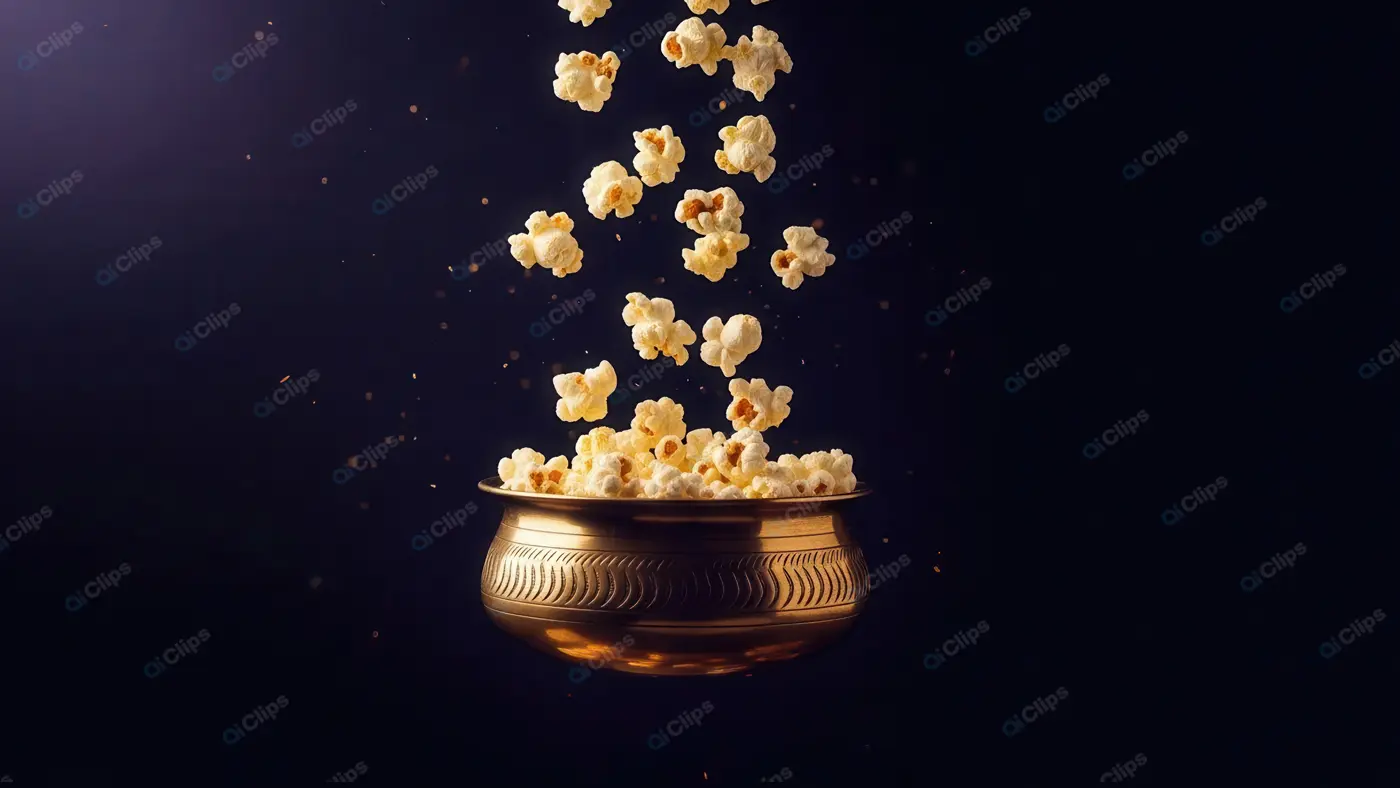 Golden Popcorn Cascade in Ornate Bowl