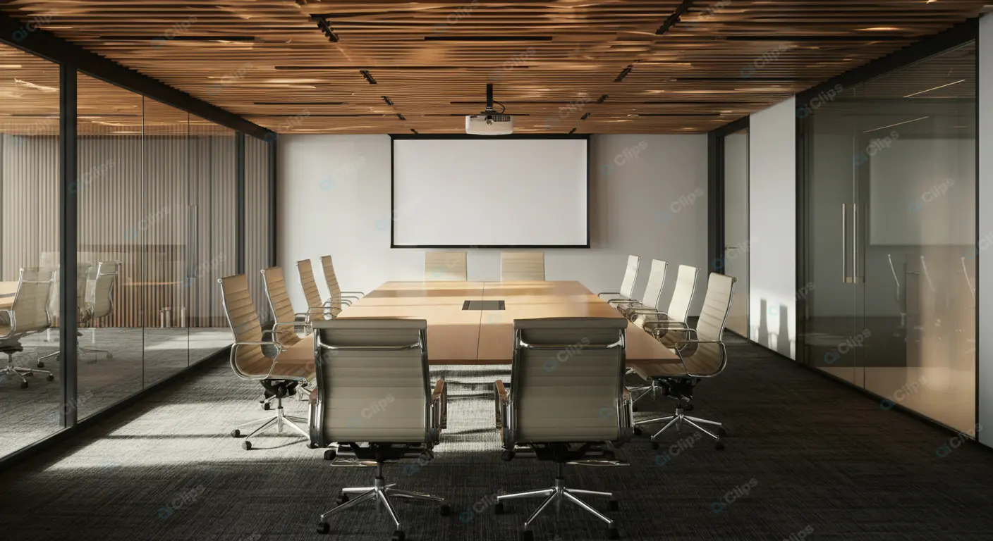 Modern Boardroom with Wooden Ceiling