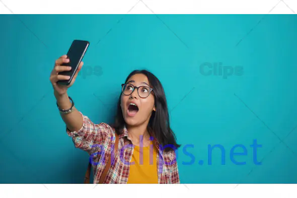 Amazed Girl Taking Selfie