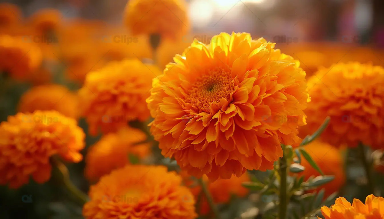 Vibrant Orange Marigold Flower Bloom