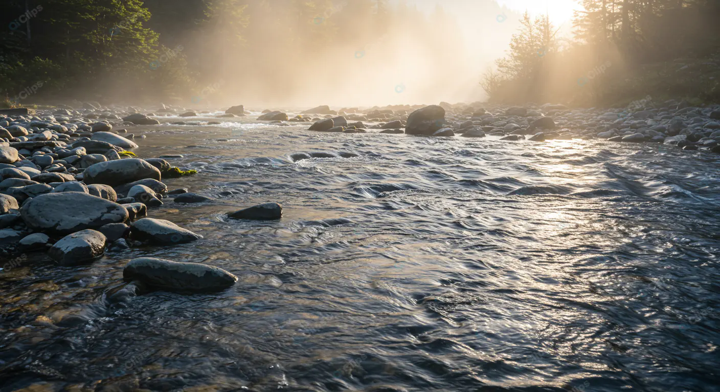 Misty River Sunrise